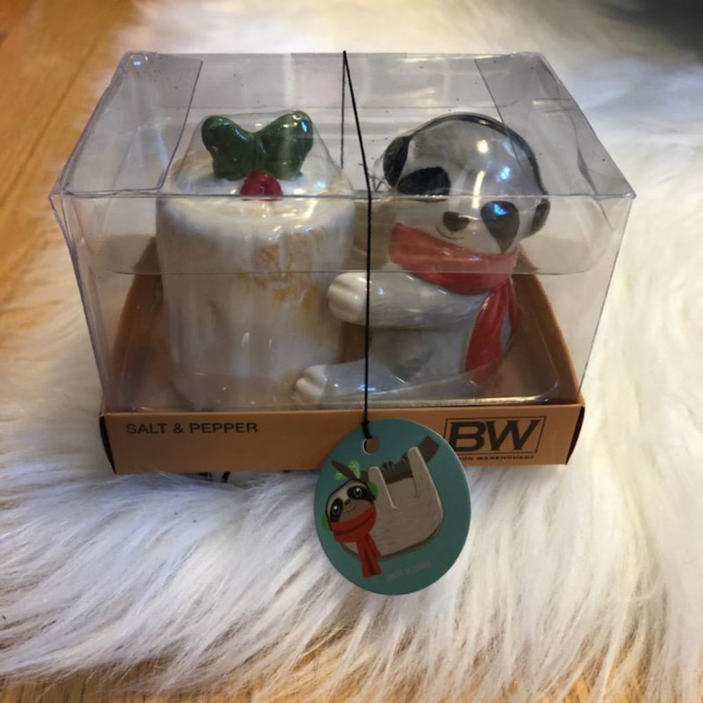 Boston Warehouse Holiday Sloth Salt&Pepper Shakers